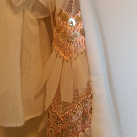 Imported Turkish Party21 Silk Ruffle Knee Length Dress w/Multi Shimmer Sequin 6 - Picture 9 of 17